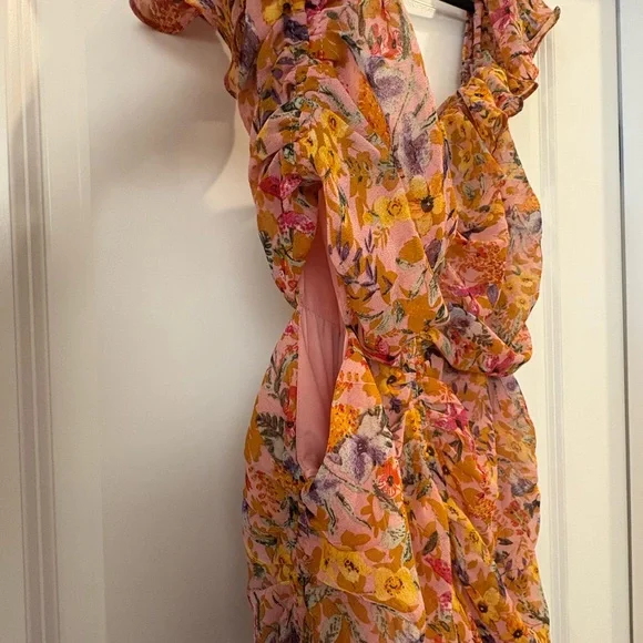 ASTR the Label Devereux Asymmetrical Floral Dress in Pink and Yellow (Size XL) - Picture 4 of 6